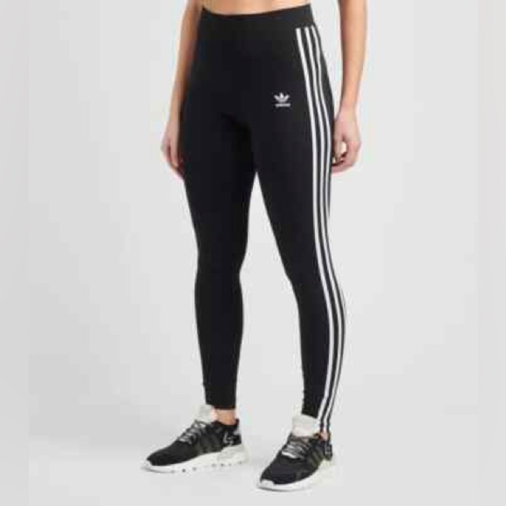 Adidas Classics Women's Black Cotton 3-Stripes Logo Pull-On Legging Size M